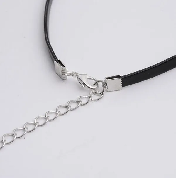 Simple Woman Man Leather Necklace Black Leather Choker Necklace